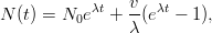            λt   v  λt
N (t) = N0e   + λ-(e   − 1),  