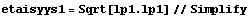 etaisyys1 = Sqrt[lp1 . lp1] // Simplify