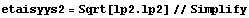 etaisyys2 = Sqrt[lp2 . lp2] // Simplify