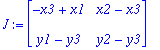 J := matrix([[-x3+x1, x2-x3], [y1-y3, y2-y3]])
