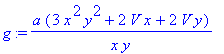 g := a*(3*x^2*y^2+2*V*x+2*V*y)/(x*y)