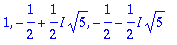 1, -1/2+1/2*I*sqrt(5), -1/2-1/2*I*sqrt(5)