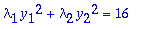 lambda[1]*y[1]^2+lambda[2]*y[2]^2 = 16
