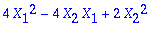 4*X[1]^2-4*X[2]*X[1]+2*X[2]^2