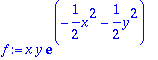 f := x*y*exp(-1/2*x^2-1/2*y^2)