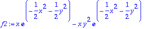 f2 := x*exp(-1/2*x^2-1/2*y^2)-x*y^2*exp(-1/2*x^2-1/...