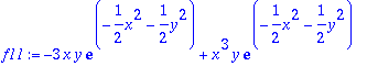f11 := -3*x*y*exp(-1/2*x^2-1/2*y^2)+x^3*y*exp(-1/2*...