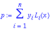 p := sum(y[i]*L[i](x),i = 1 .. n)