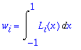 w[i] = Int(L[i](x),x = -1 .. 1)