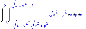Int(Int(Int(sqrt(x^2+y^2),z = sqrt(x^2+y^2) .. 2),y...