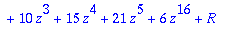 1/((1-z)^3) = 1+10*z^15+3*z+3*z^17+z^18+15*z^14+21*...