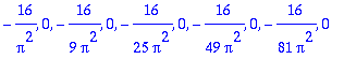 -16/Pi^2, 0, -16/9/Pi^2, 0, -16/25/Pi^2, 0, -16/49/Pi^2, 0, -16/81/Pi^2, 0
