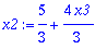 x2 := 5/3+4/3*x3