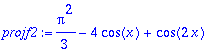 projf2 := 1/3*Pi^2-4*cos(x)+cos(2*x)