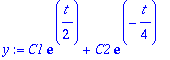 y := C1*exp(1/2*t)+C2*exp(-1/4*t)