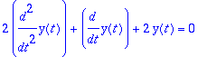 2*diff(y(t),`$`(t,2))+diff(y(t),t)+2*y(t) = 0