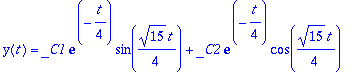y(t) = _C1*exp(-1/4*t)*sin(1/4*15^(1/2)*t)+_C2*exp(-1/4*t)*cos(1/4*15^(1/2)*t)