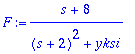 F := (s+8)/((s+2)^2+yksi)