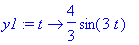 y1 := proc (t) options operator, arrow; 4/3*sin(3*t) end proc