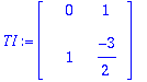TI := matrix([[0, 1], [1, -3/2]])