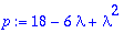 p := 18-6*lambda+lambda^2