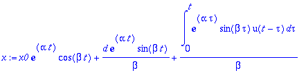 x := x0*exp(alpha*t)*cos(beta*t)+d*exp(alpha*t)*sin...