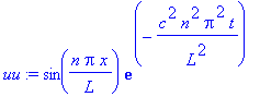 uu := sin(n*Pi/L*x)*exp(-c^2*n^2*Pi^2/L^2*t)