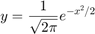 $$y=\frac{1}{\sqrt{2\pi}}e^{-x^2/2}$$